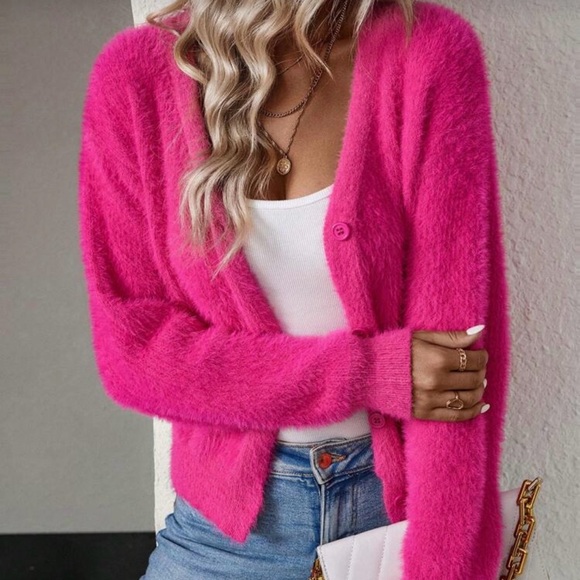 Delilah Wear Sweaters - New  Pink button down  cardigan Sweater